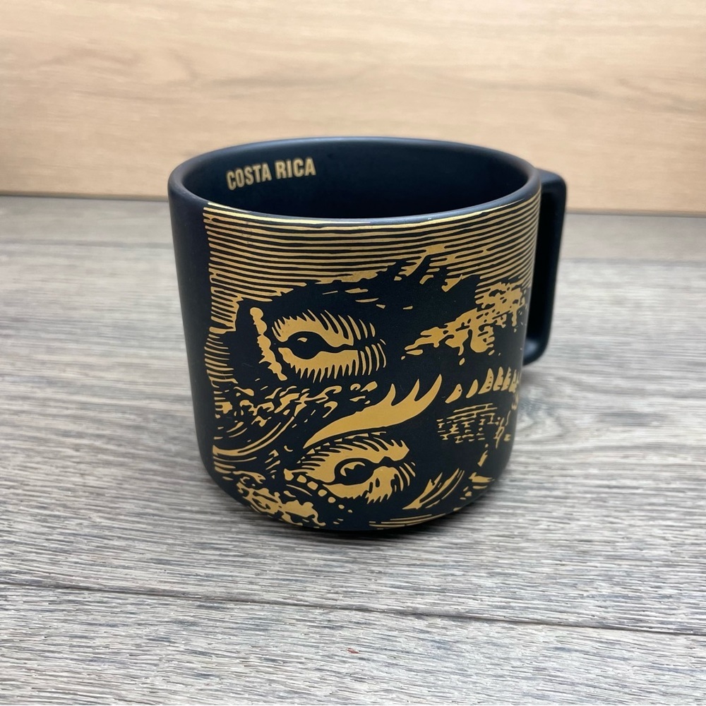 Starbucks Coffee Cup Mug COSTA RICA 2016 Matte Black Gold Fish 14 Oz